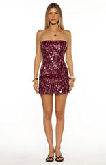 Tether Purple Sequin Strapless Party Mini Dress - PRE ORDER