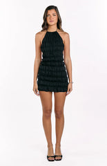 Amory Black Halter Party Mini Dress