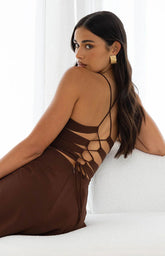 La Jolla Brown V-Neck Maxi Dress