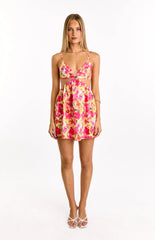Amorgos Yellow Floral Pop Mini Dress