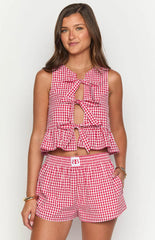 Baxter Red Gingham Top