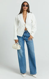 Cream V Neck Recycled Knit Contoured Cardigan