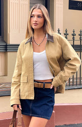 Jemma Cream Contrast Barn Jacket