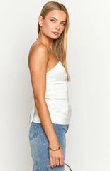 Alix White Bow Strapless Top