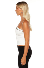 Harloe White Eyelet Strapless Tube Top