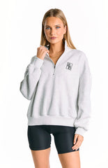 Yazmin Grey Marl Quarter Zip Jumper