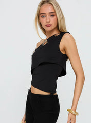 Noteworthy Eyelet Detail Off Shoulder Top Black