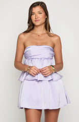 Jamie Lilac Satin Strapless Mini Dress