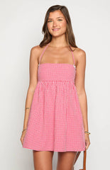 Carter Red Gingham Halter Mini Dress