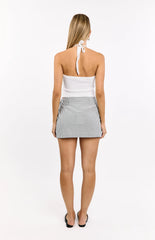 Frazer Blue Stripe Tie Side Mini Skirt