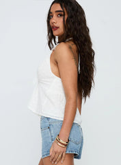 Gadot Anglaise Halter Top White