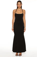 Kelcey Black Sequin Detail Formal Maxi Dress