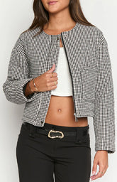 Lennie Black Gingham Quilted Jacket