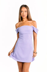 Zoella Lilac Off The Shoulder Crepe Mini Dress