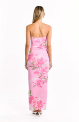 Imogen Pink and Green Floral Print Maxi Dress
