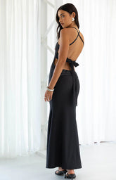 Kelcey Black Sequin Detail Formal Maxi Dress