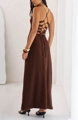 La Jolla Brown V-Neck Maxi Dress