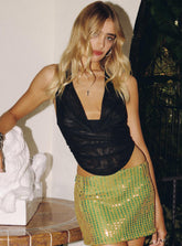 Star Realms Plunge Neck Backless Top Black