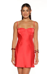 Tinsley Red Satin Party Mini Dress