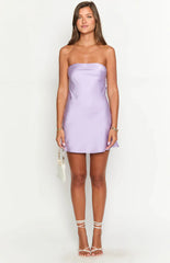 Mylee Lilac Satin Strapless Mini Dress
