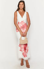 Beck White Floral Print Maxi Dress