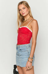 Libby Red Lace Crop Top
