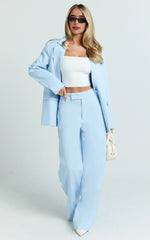 Selena Pants - High Waisted Wide Leg Tailored Pants in Baby Blue