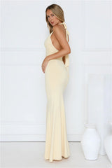 Chic Spark Halter Maxi Dress Yellow