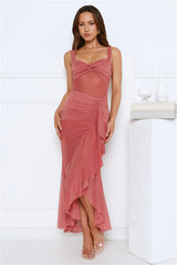 Twilight Whispers Mesh Maxi Dress Rose