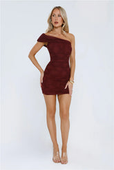 Caught In A Daze Off Shoulder Bodycon Mini Dress Wine