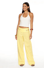 Alamara Yellow Floral Detail Wide Leg Pants