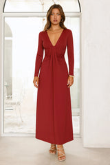 Gatekeep Long Sleeve Maxi Dress Burgundy
