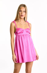 Sammie Hot Pink Satin Mini Dress