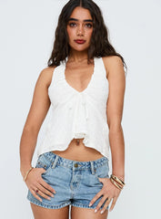 Gadot Anglaise Halter Top White