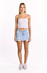 Found Love Floral Light Wash Denim Skirt