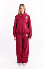 Burgundy Leopard Star Hoodie