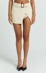 Tessa Skort - Low Rise Belted Skort in Beige