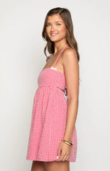 Carter Red Gingham Halter Mini Dress
