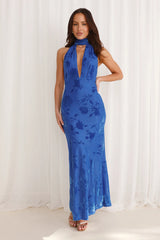 Shallow Love Halter Maxi Dress Blue