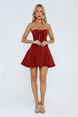 Simply Iconic Strapless Mini Dress Burgundy