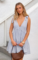 Angel Girl Blue Stripe Mini Dress