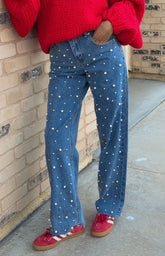 Denim Dazzle Pearl Mid Wash High Waisted Jeans