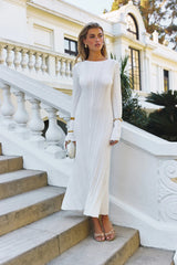 Love On Holidays Long Sleeve Maxi Dress White