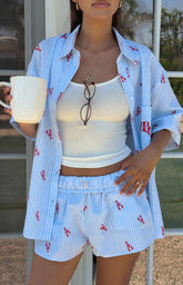 Alexea Lobster Print Pajama Shirt