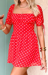 Danyal Red Polka Dot Mini Dress