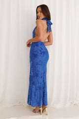 Shallow Love Halter Maxi Dress Blue