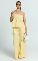Alma Two Piece Set - Cotton Cami Pant Set in Lemon