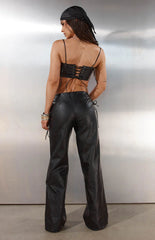 Austin Black PU Leather Lace Up Pants