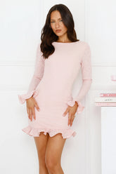 Luxury Lookbook Long Sleeve Mini Dress Pink