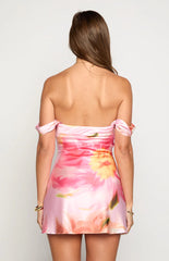 Zoella Pink Floral Off The Shoulder Mini Dress